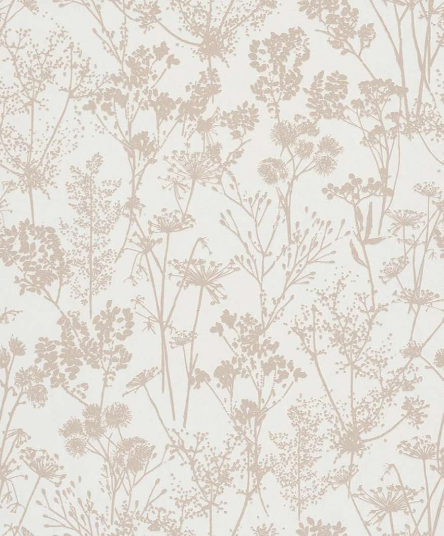 Virág sziluett mintás krém és metálos beige színű elegáns design tapéta