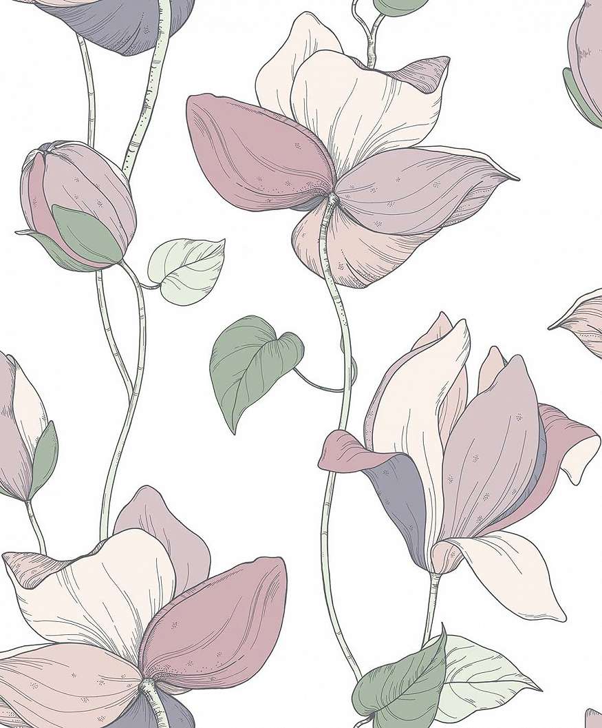 Virágmintás design tapéta pesztell színekkel