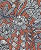 Virágmintás design tapéta terrakotta színben