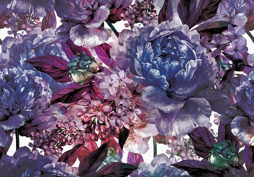 Virágmintás fali poszter lila színvilágban 368x254 vlies