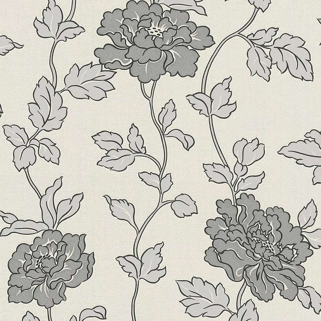Virágmintás tapéta szürke színben rózsa mintával