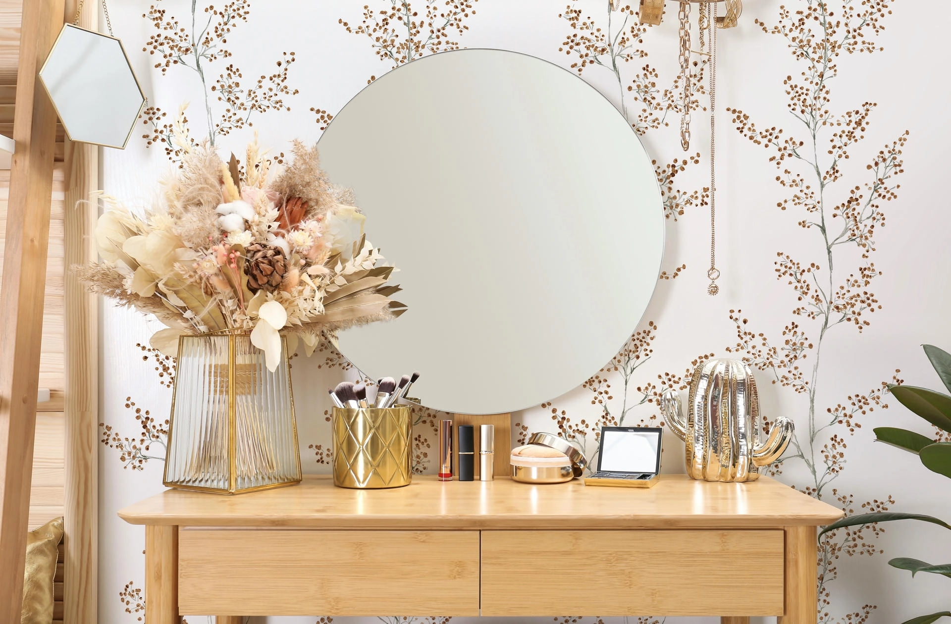 Virágmintás vinyl dekor tapéta barna virágokkal