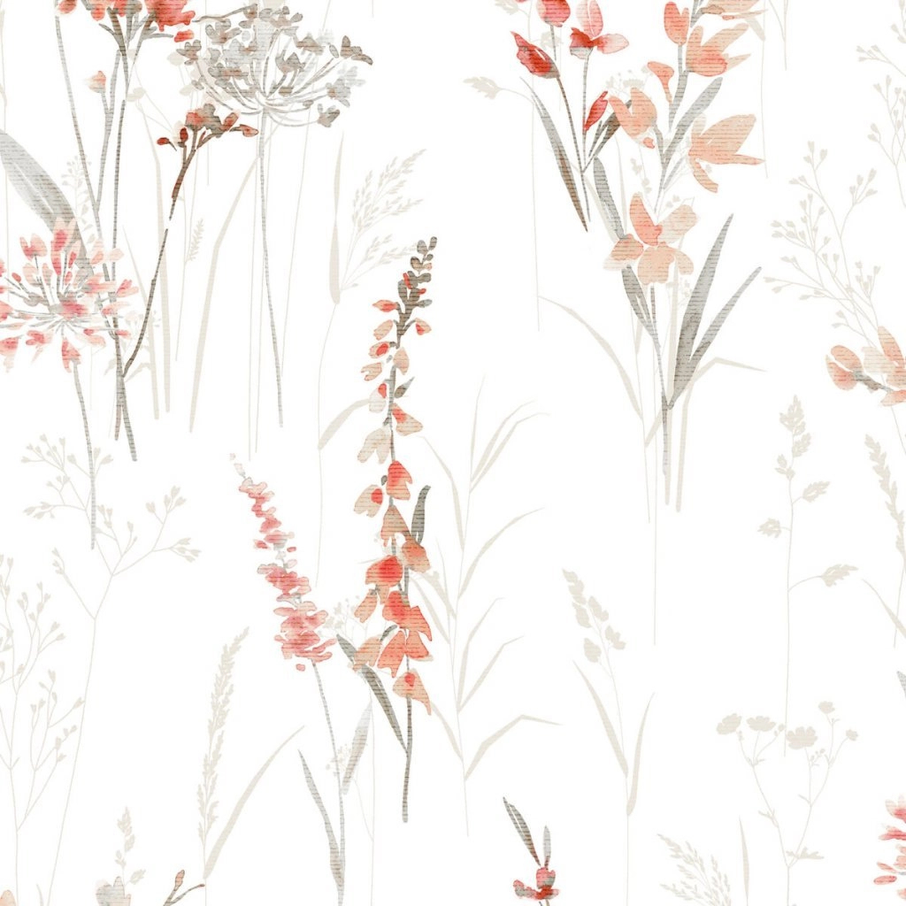 Virágmintás vinyl tapéta narancs piros színekkel