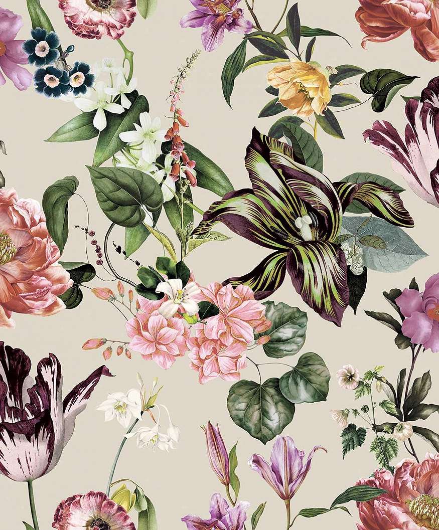 Virágmintás vinyl tapéta színes klasszikus virágos mintával