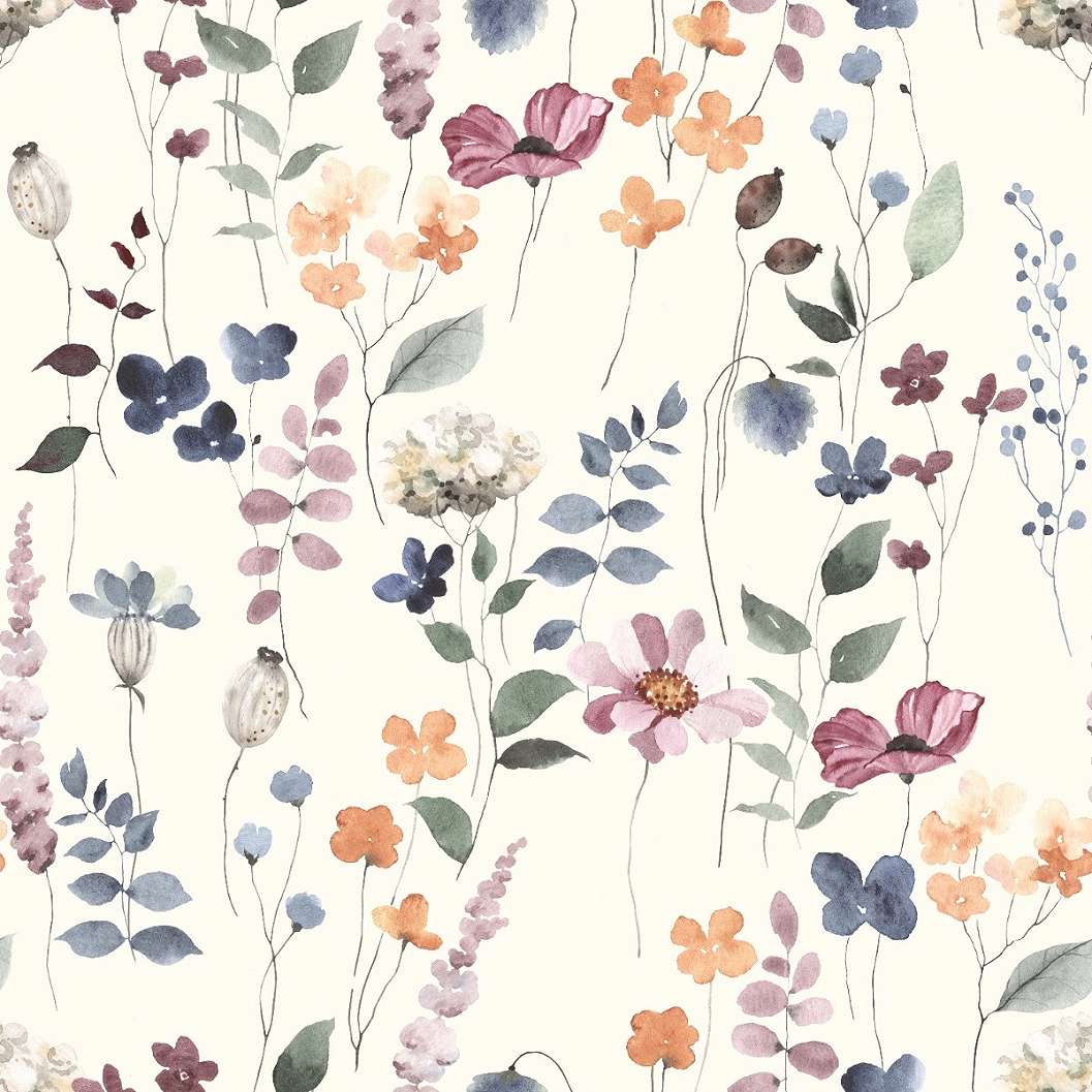 Virágos leveles vintage hangulatú sötétítő függöny textil