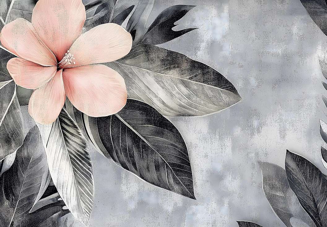 Vlies anyagú fotótapéta óriás virág mintával szürke háttérrel 368x254 vlies