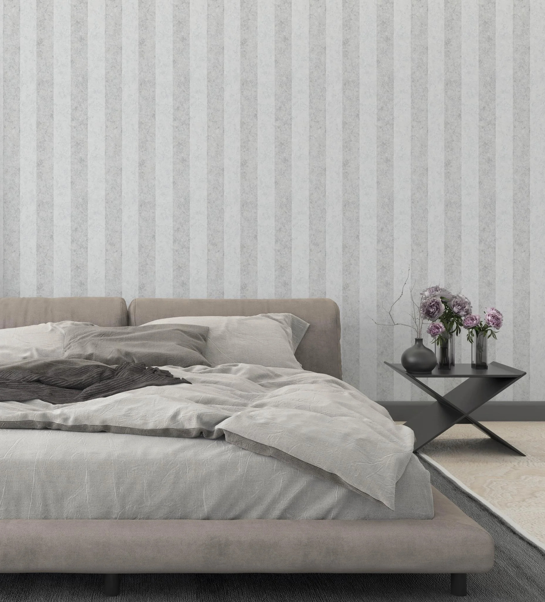 Vlies dekor tapéta szürke koptatott csíkos mintával