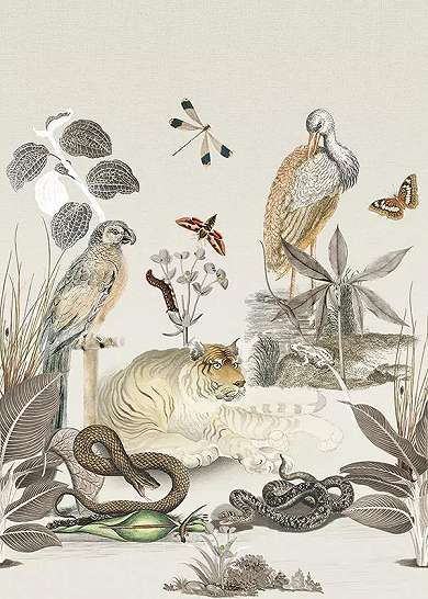 Vlies fali poszter modern trópusi dzsungel és állat mintával
