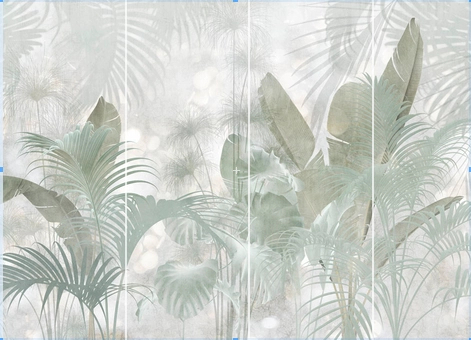 Vlies fali poszter zöld trendi botanikus mintával egyedi méretben 378x272