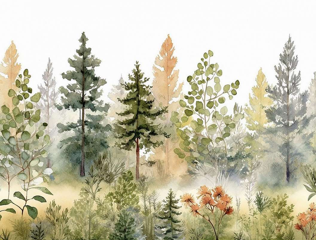 Vlies fotótapéta akvarell erdő mintával 368x254 vlies