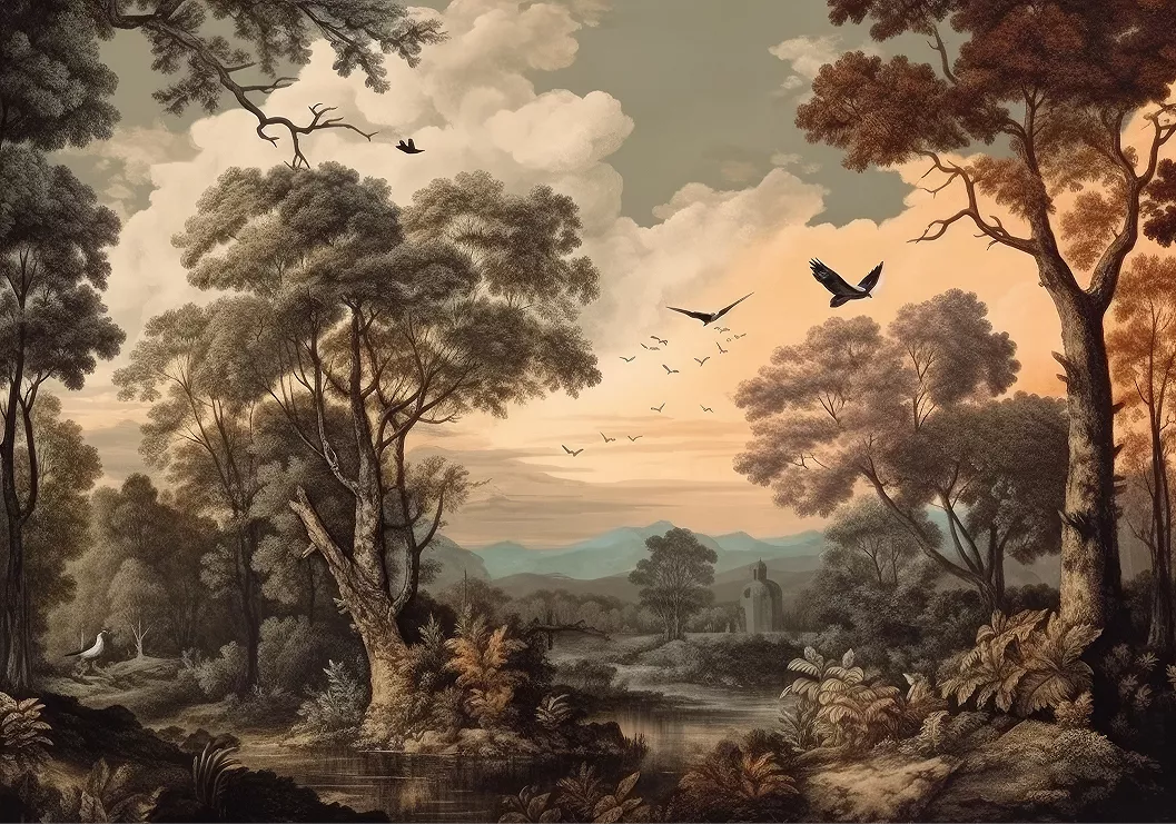 Vlies fotótapéta festmény hatású tájkép mintával 312x219 vlies