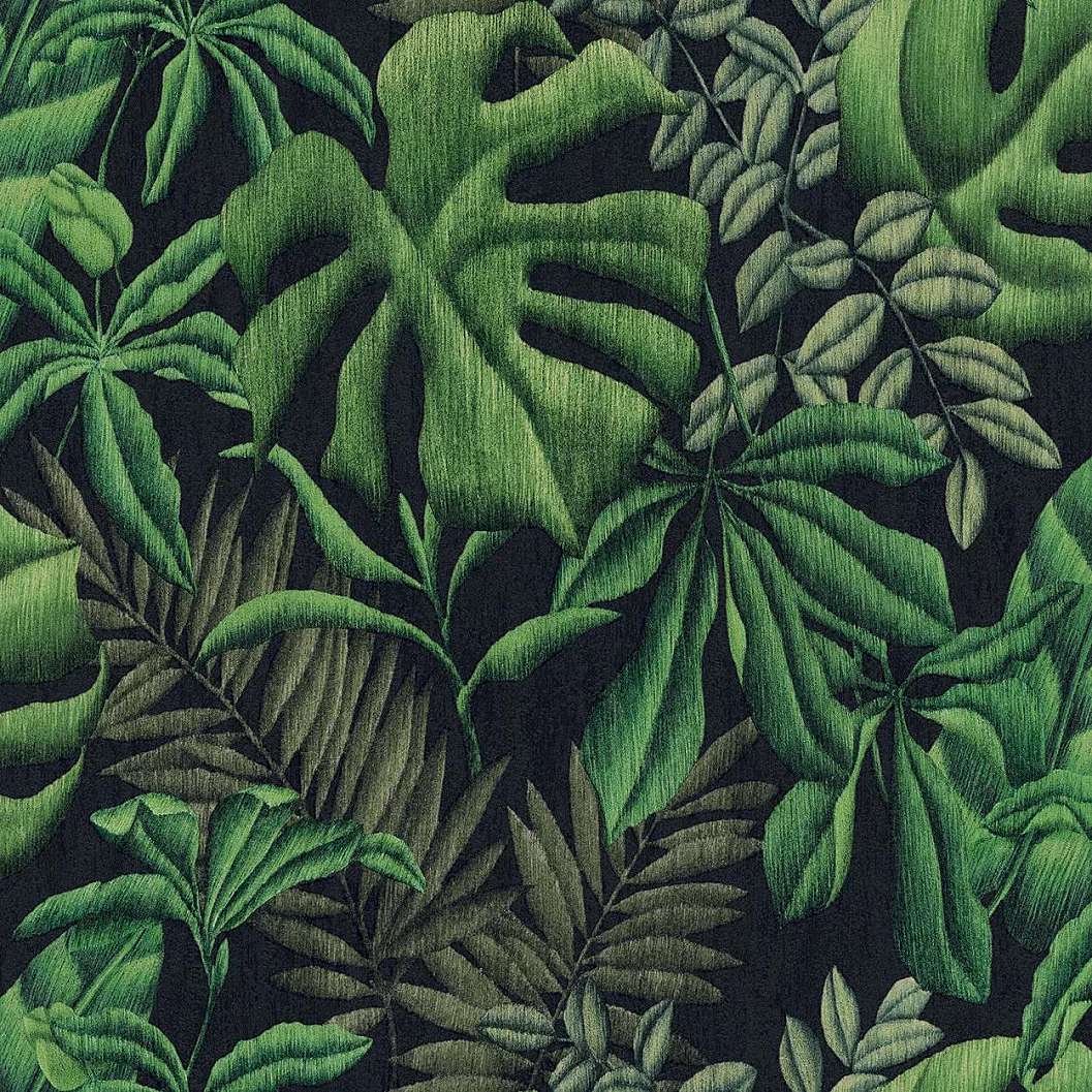 Vlies trópusi levélmintás tapéta zöld színben