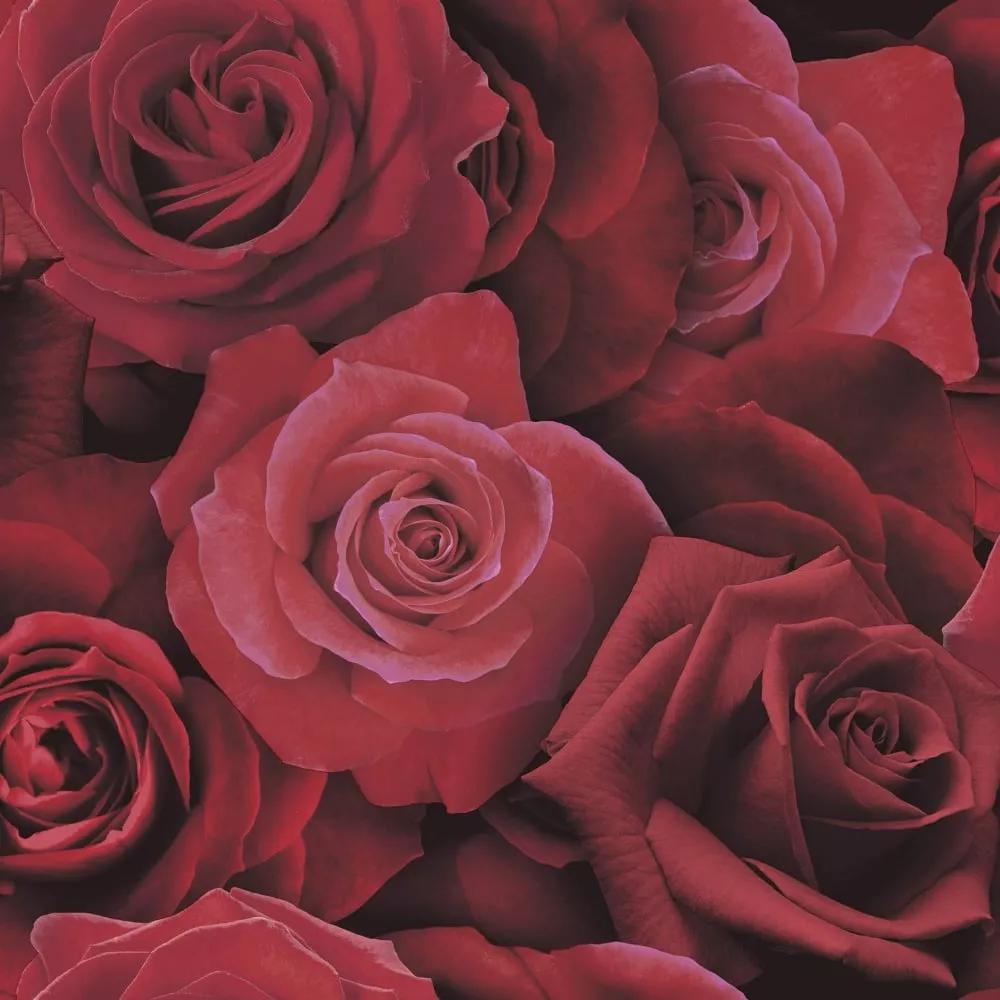Vörös rózsa mintás tapéta