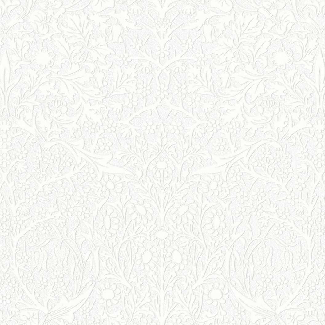 William Morris dekor tapéta festhető fehér kökény mintával