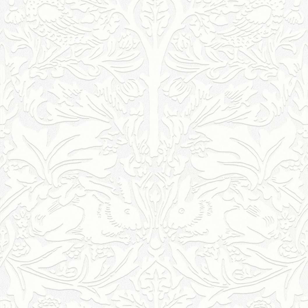 William Morris dekor tapéta festhető fehér nyúl mintával