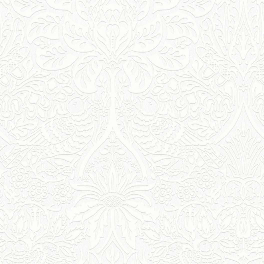 William Morris dekor tapéta festhető fehér rózsa mintával