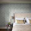 William Morris dekor tapéta kék alapon beige virág mintával
