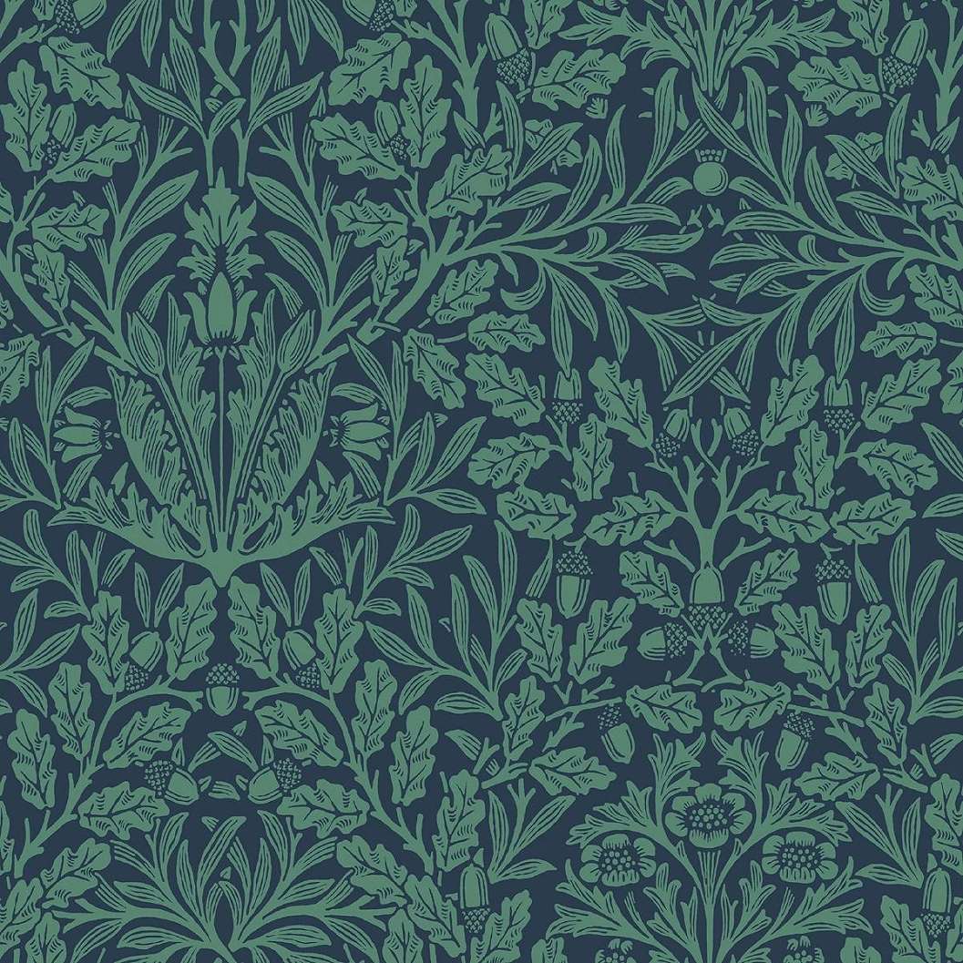 William Morris dekor tapéta kék levél és makk mintával