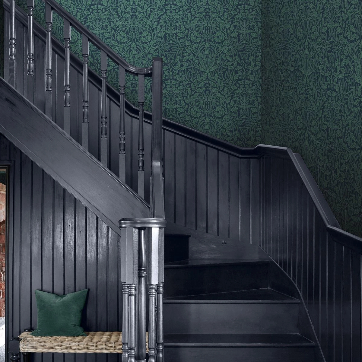 William Morris dekor tapéta kék levél és makk mintával
