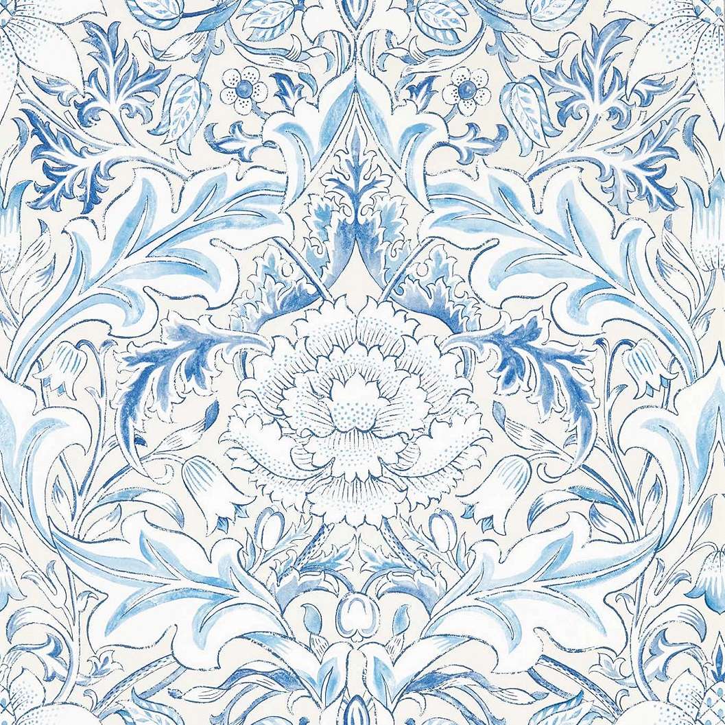 William Morris design tapéta kék romantikus virágos mintával