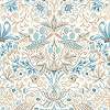 William Morris design tapéta klasszikus angol virág madár mintával kék és drapp színben