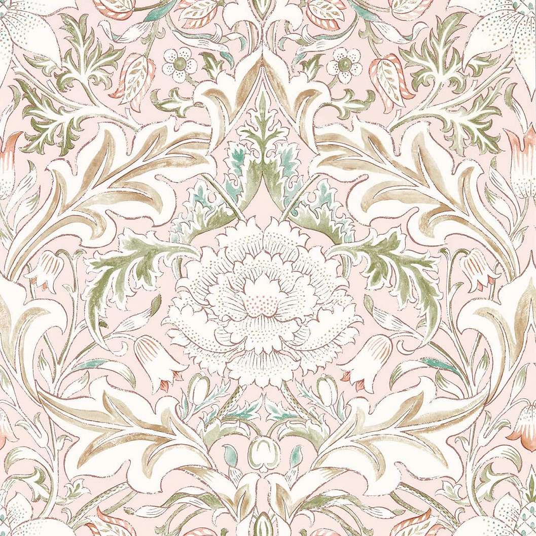 William Morris design tapéta rózsaszín romantikus virágos mintával