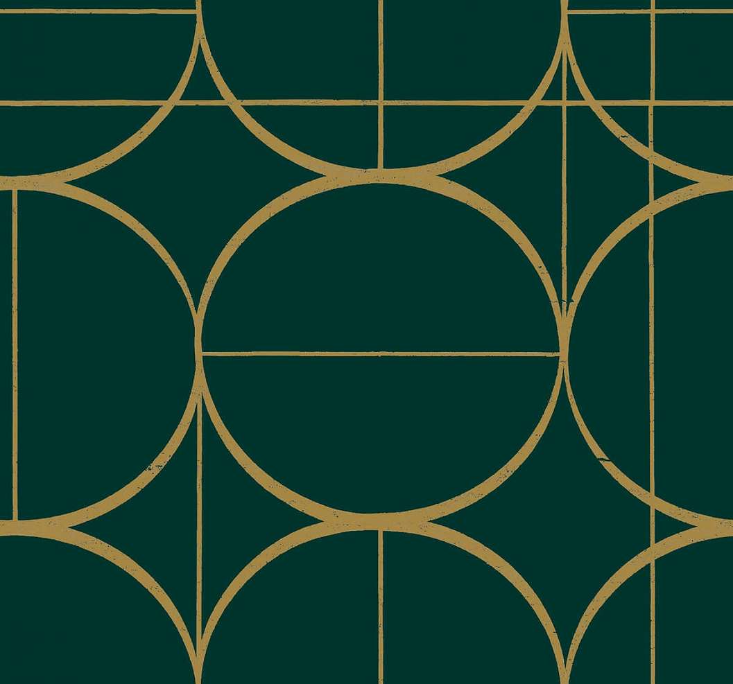 York tapéta smaragdzöld metál arany modern geometrikus mintával