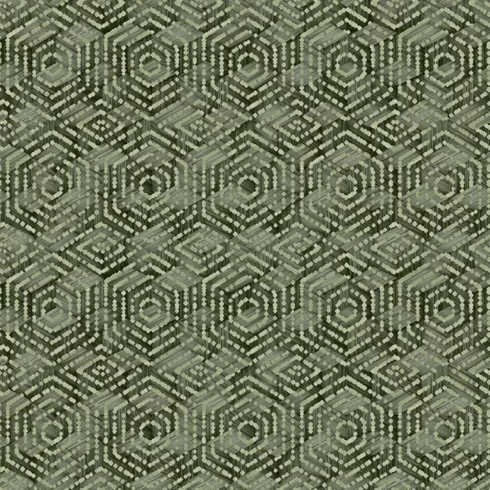 Zöld afrikai stílusú geometrikus mintás vlies tapéta