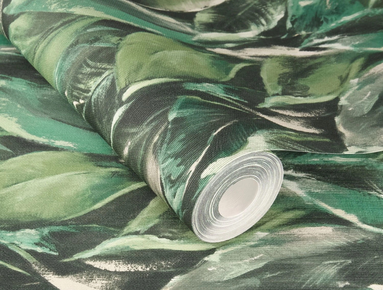 Zöld akvarell levélmintás modern dekor tapéta