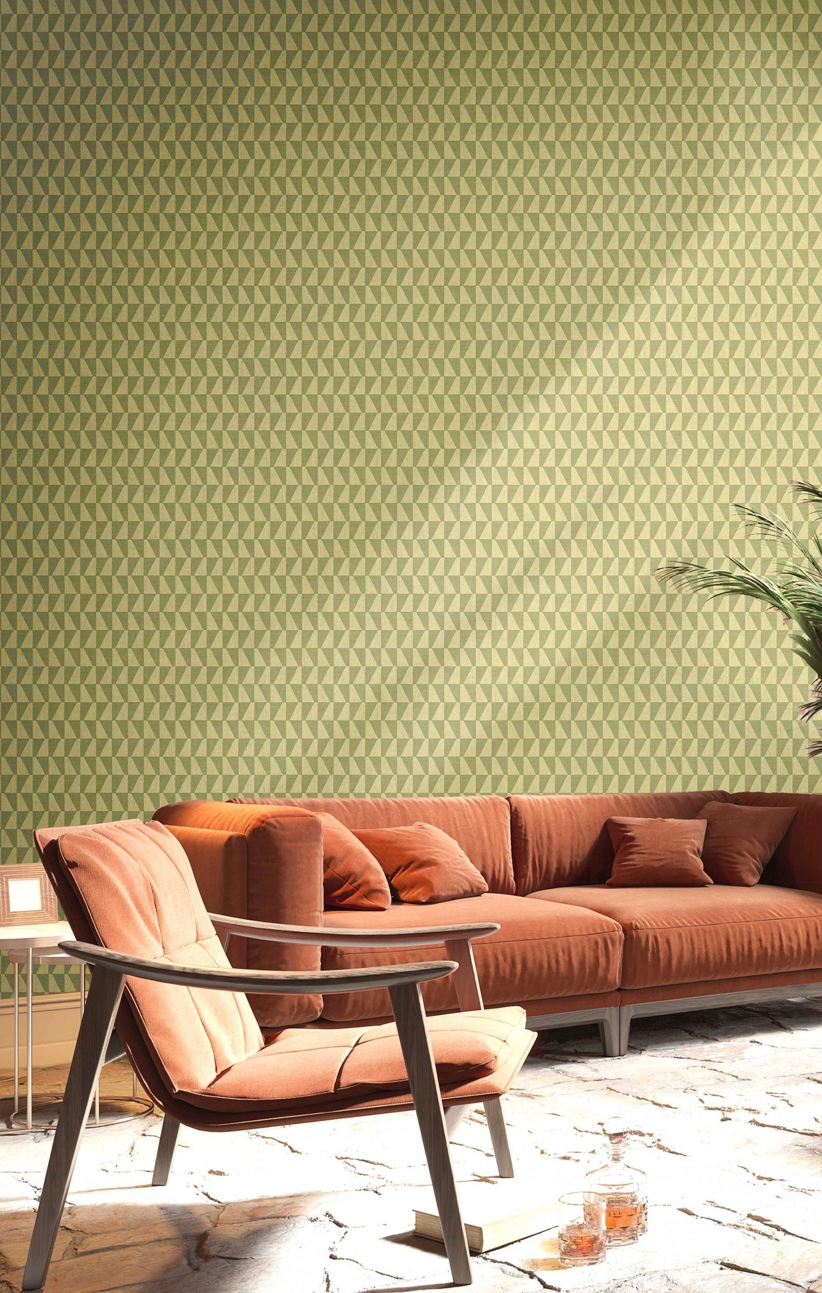 Zöld apró geometrikus mintás vinyl tapéta mosható