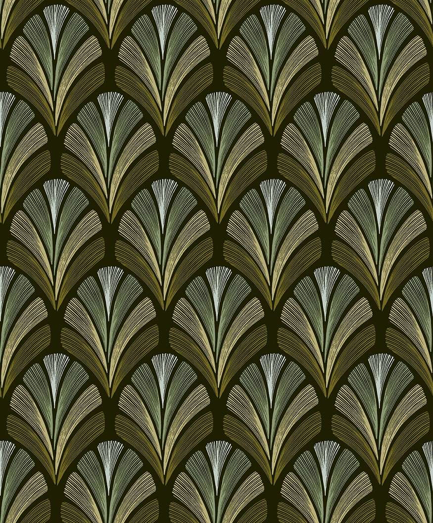 Zöld arany art deco design tapéta