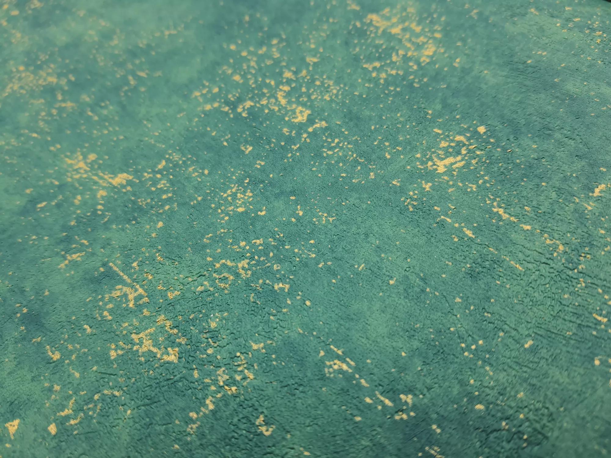 Zöld-arany betonhatású vlies vinyl mosható design tapéta 