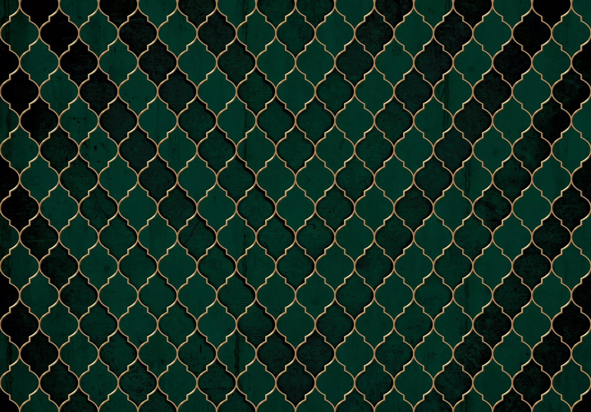 Zöld art deco csempe mintás fali poszter 368x254 vlies