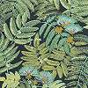 Zöld botanikus páfrány és pálmalevél mintás vlies dekor tapéta
