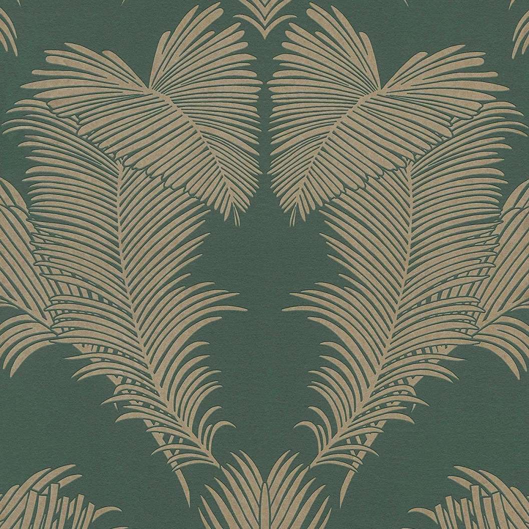 Zöld dekor tapéta metál fényű pálmalevél mintával