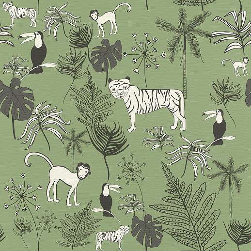 Zöld dzsungel mintás gyerek tapéta