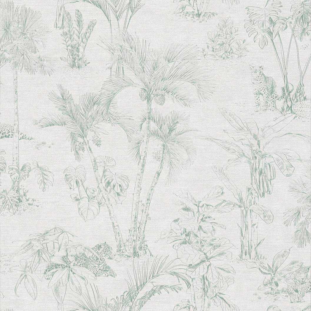 Zöld dzsungel mintás tapéta textil struktúrált alapon