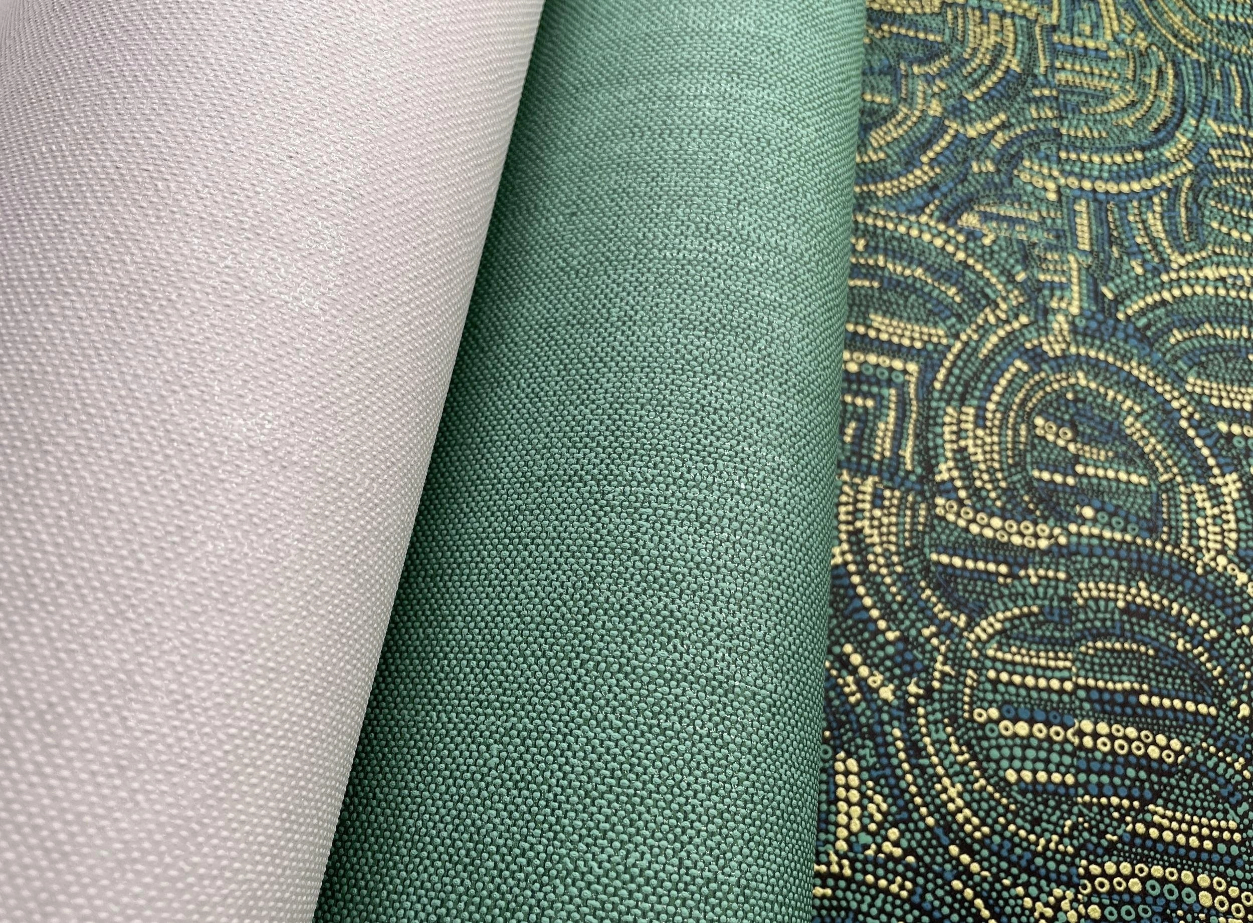 Zöld egyszínű textil hatású struktúrált design tapéta