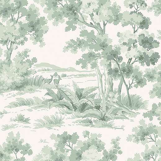 Zöld erdei fa mintás skandi stílusú design tapéta
