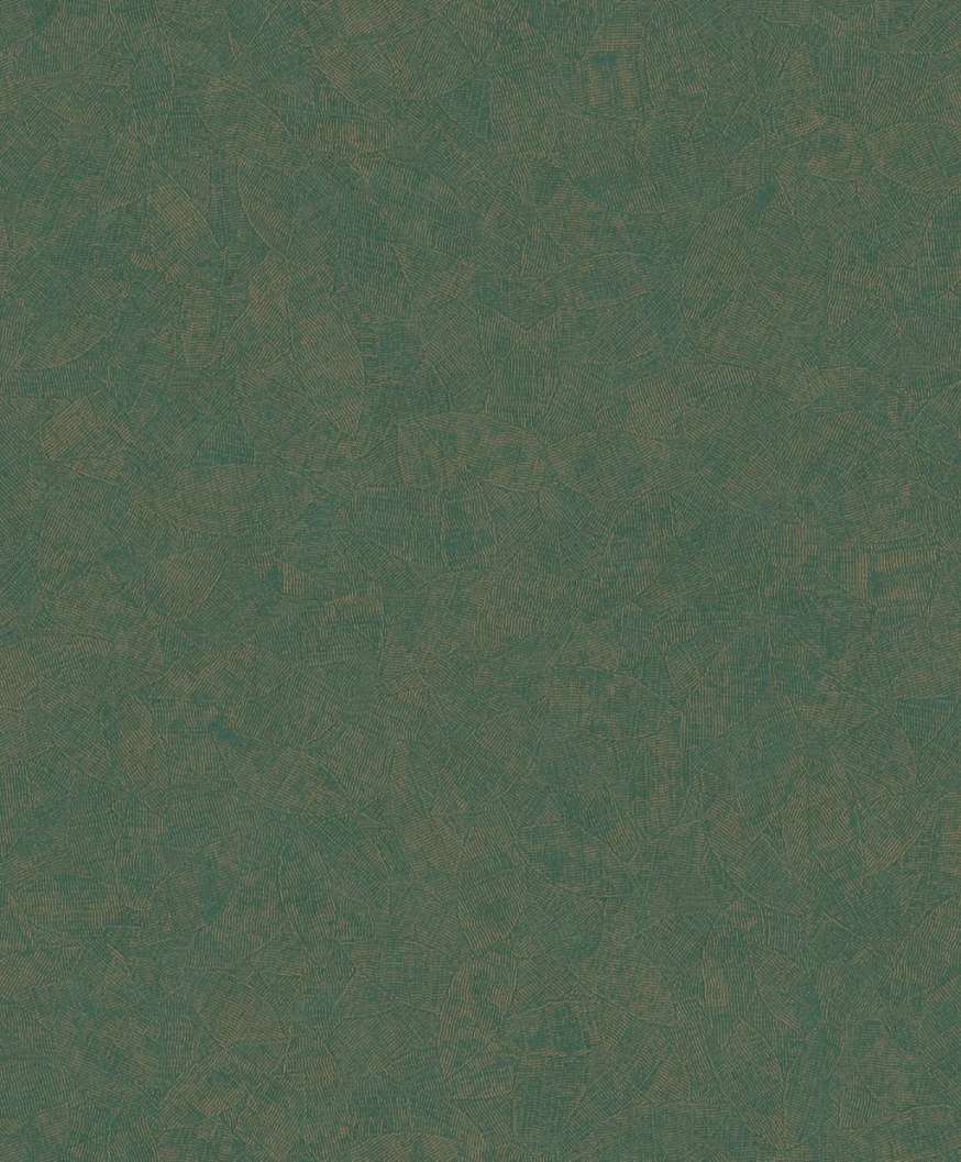 Zöld és metálos arany színű levél struktúrált mintás francia design tapéta