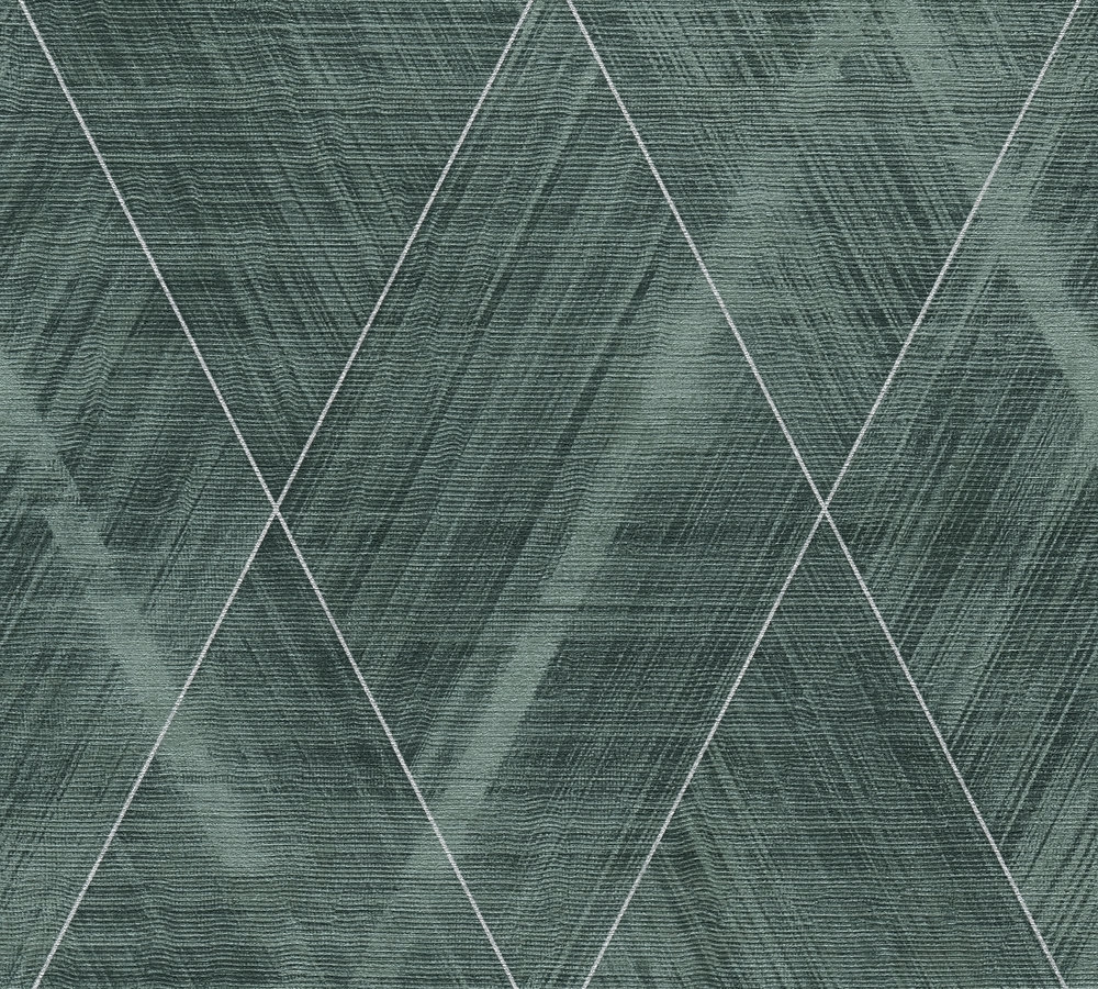 Zöld ezüst elegáns geometriai mintás dekor tapéta