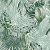Zöld-fehér nagy léptékű trópusi levélmintás vlies tapéta