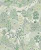 Zöld fehér trópusi botanikus mintás vlies design tapéta