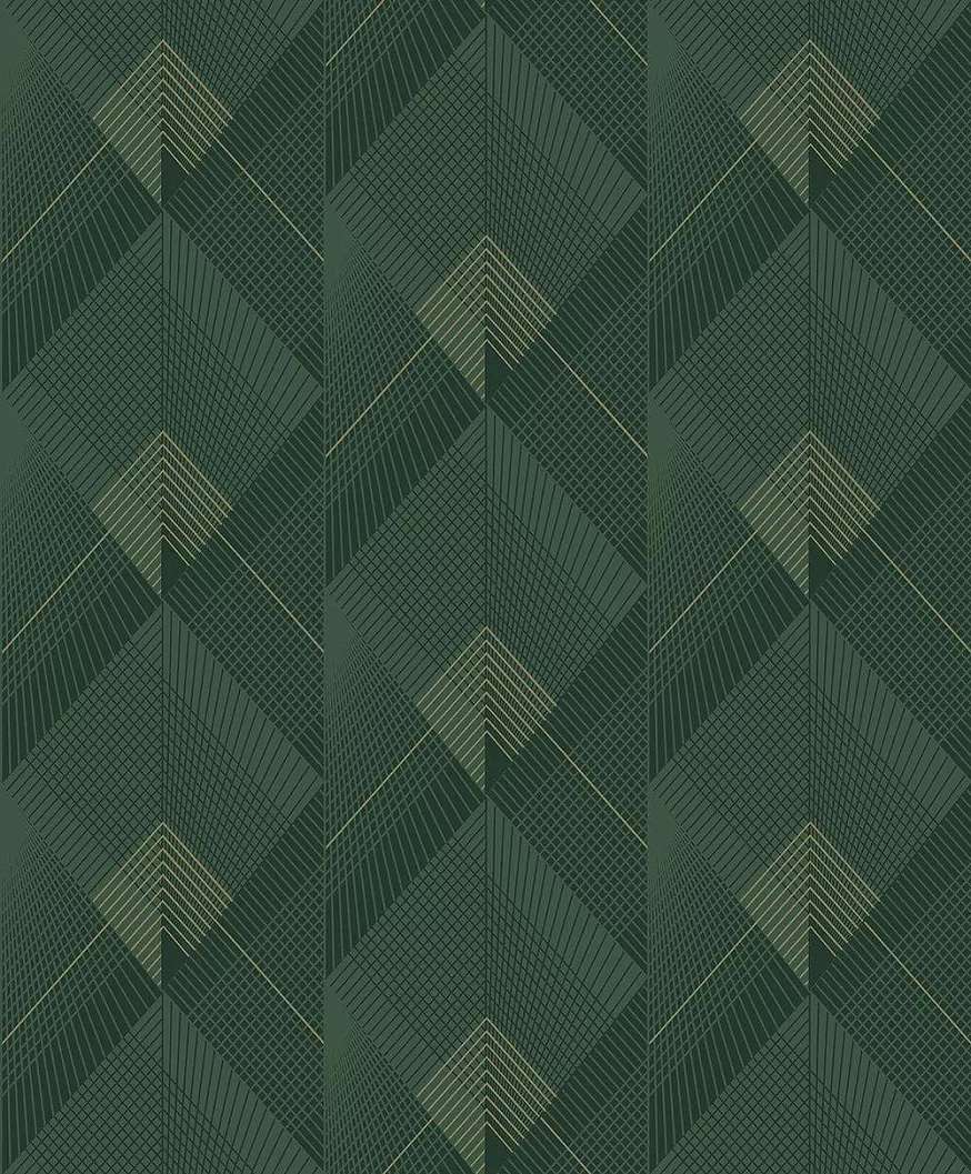 Zöld geometriai mintás vlies dekor tapéta