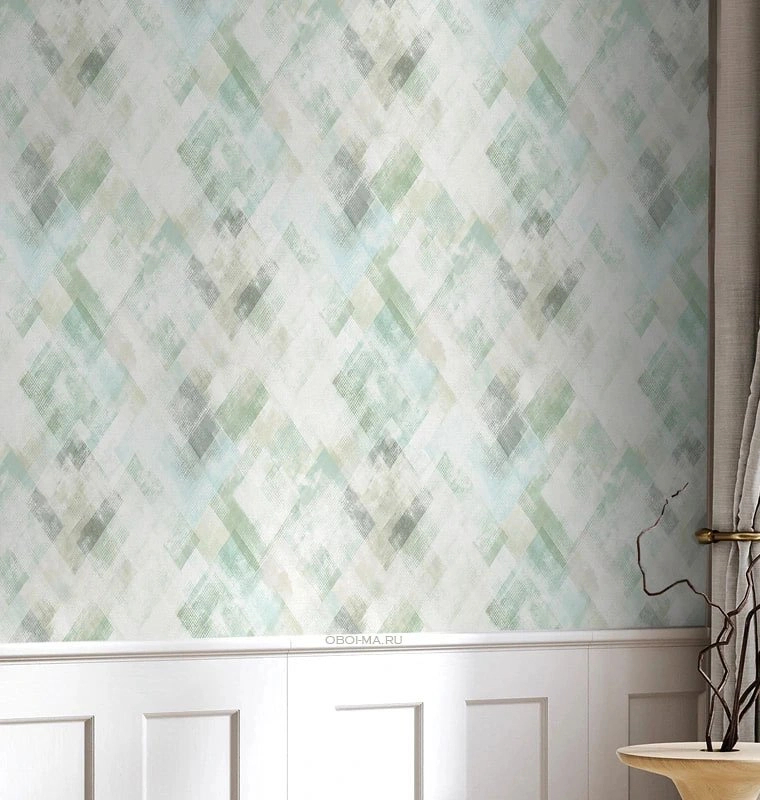 Zöld geometrikus mintás vinyl tapéta