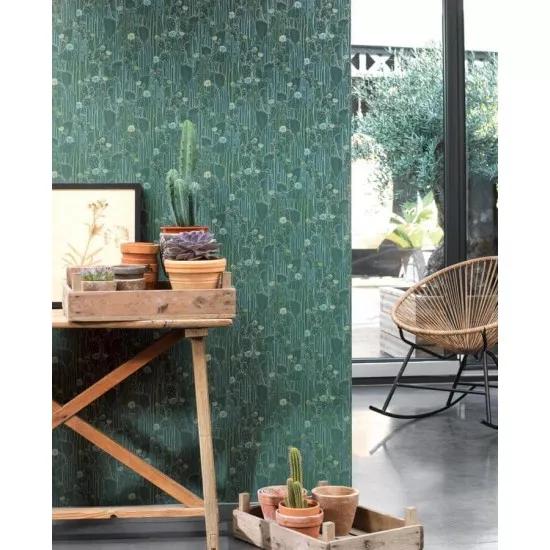 Zöld kaktusz mintás prémium design tapéta