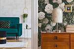 Zöld krém vintage hangulatú virágmintás mosható design tapéta