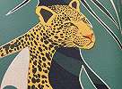 Zöld leopárd és pálmalevél mintás mosható design tapéta