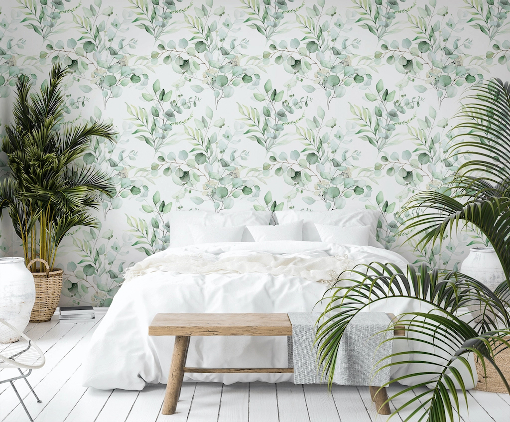Zöld levél mintás vinyl dekor tapéta