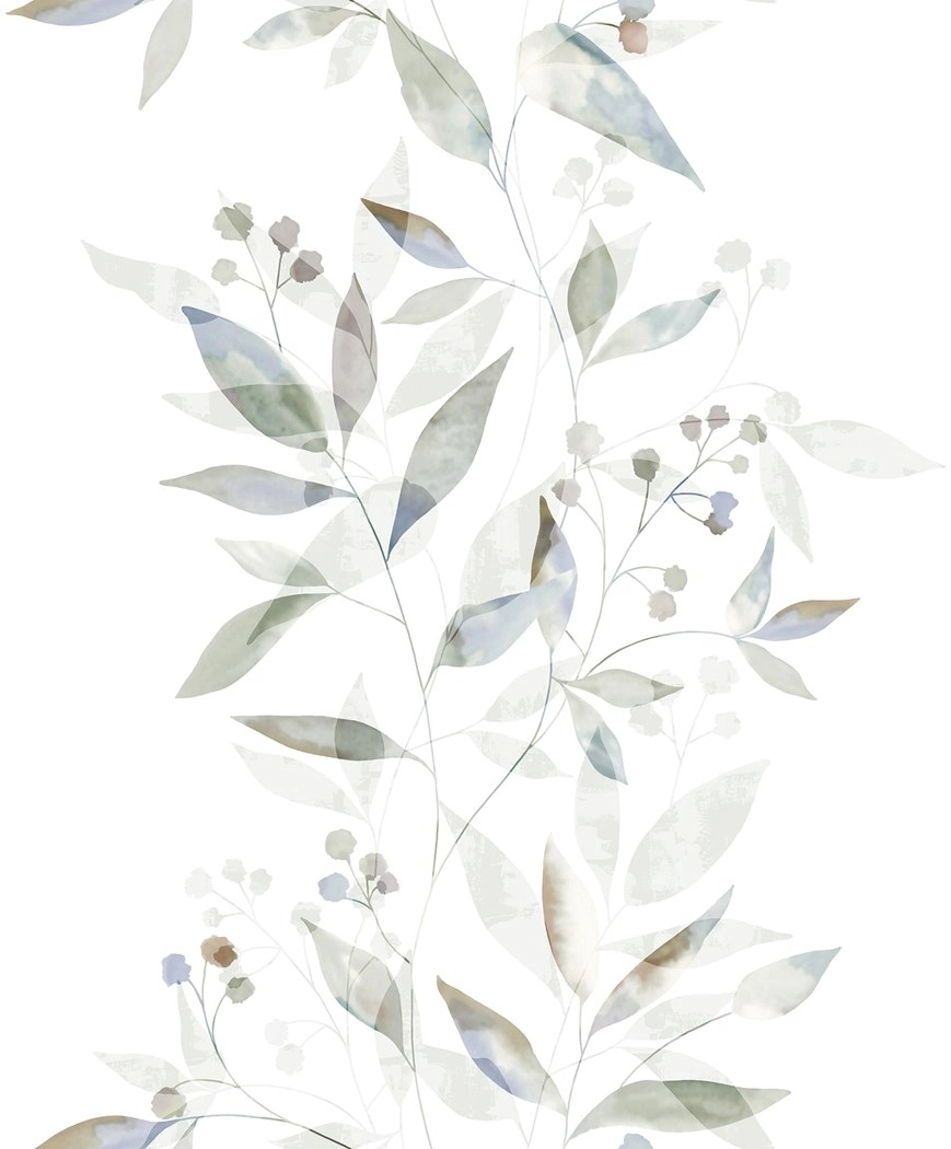 Zöld levél mintás vinyl dekor tapéta akvarell hatással